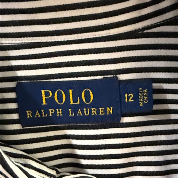 Polo Ralph Lauren Women's Black and White Striped Button Up Dress Shirt Size 12 - Picture 4 of 7